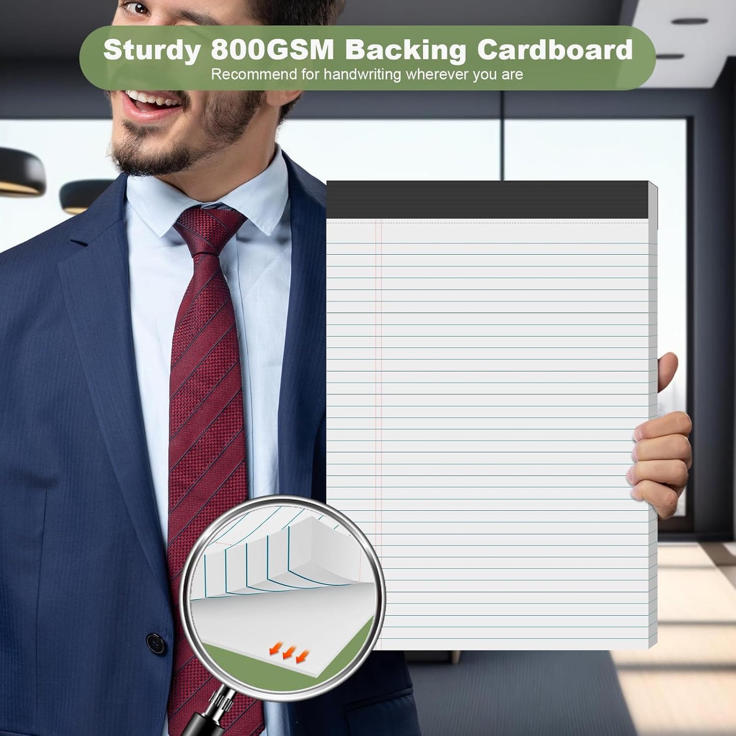 Legal Pads 8.5 x 11 inch Notepad, 2 Pack White Note Pads 8.5'' x 11'' for Work, Double-Side Printed Lined Paper Pads College Ruled White Notepads 30 Sheets Per Writing Pad for School, Home, Office