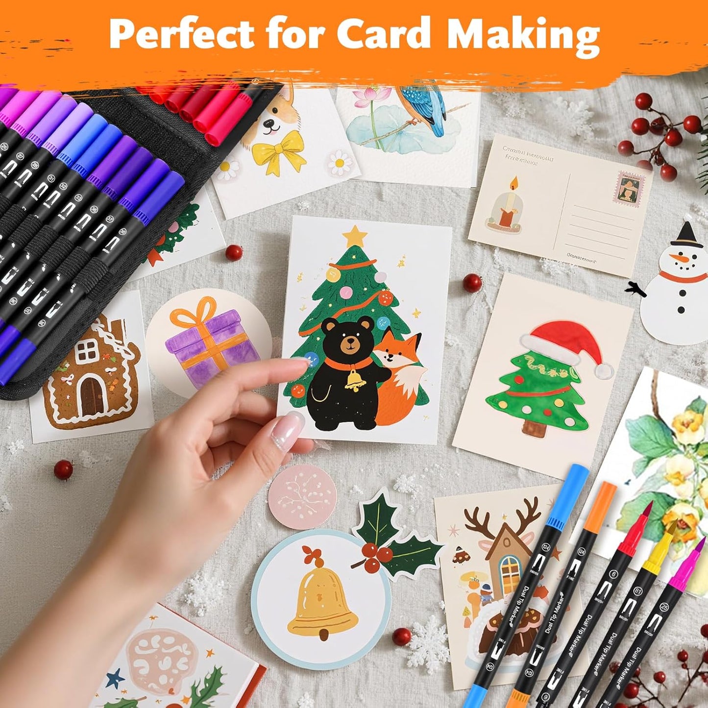 Dual Brush Marker Pens,168 Colors Art Markers Set with Fine & Brush Tip for Kids Adult Coloring Book, Bullet Journaling, Drawing, Note Taking, Planner, Hand Lettering, Calligraphy, Art Supplies Kit