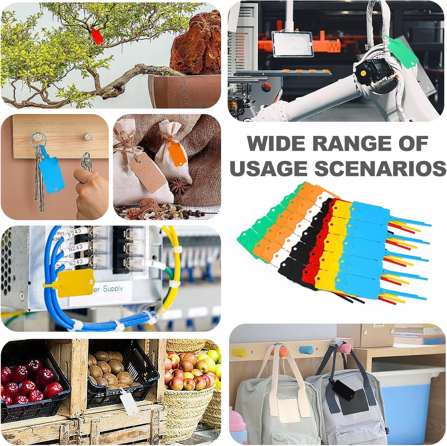 100pcs Blank Plastic Tags for Labeling Reusable Hanging Tags Ties Key Tag Storage Labels Waterproof Plastic Mark Label Writable Hang Sign with One Marker Pen (Orange)