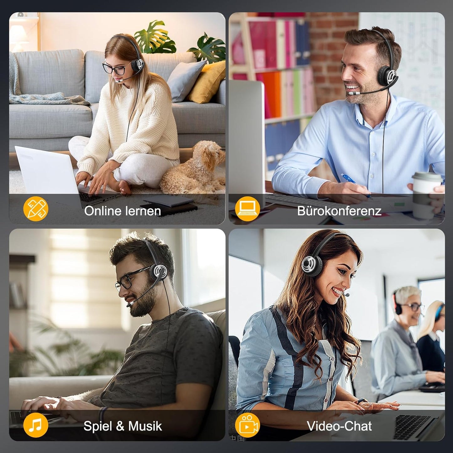 MAIRDI USB Headset With Microphone for Computer, PC, Laptop - Noise Canceling for Teams, Zoom, Office, Call Center, VoIP Phone Calls - Dictation for Dragon Voice Recognition