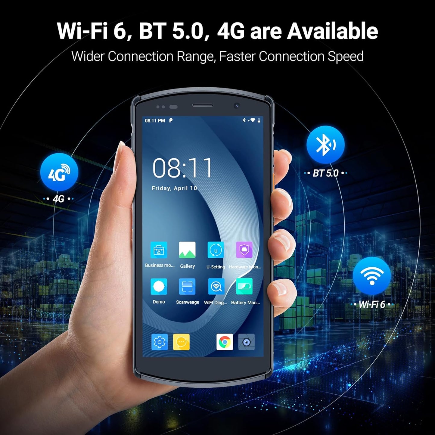 2024 New Android Barcode Scanner,Inventory Scanner PDA with Zebra Scanner,IP68 Rugged NFC 4G Wi-Fi Handheld for Warehouse