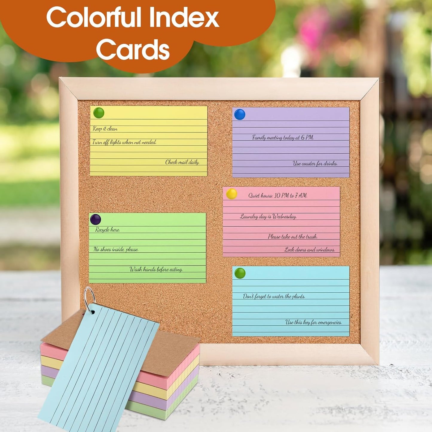 350 Pcs Index Cards With Ring, 3x5 Inches Flash Cards With Rings,Colored Heavy Notecards With Ring, Punched Lined Study Cards For School, College, Home, Office, Memory, To Do List (5 Colors)
