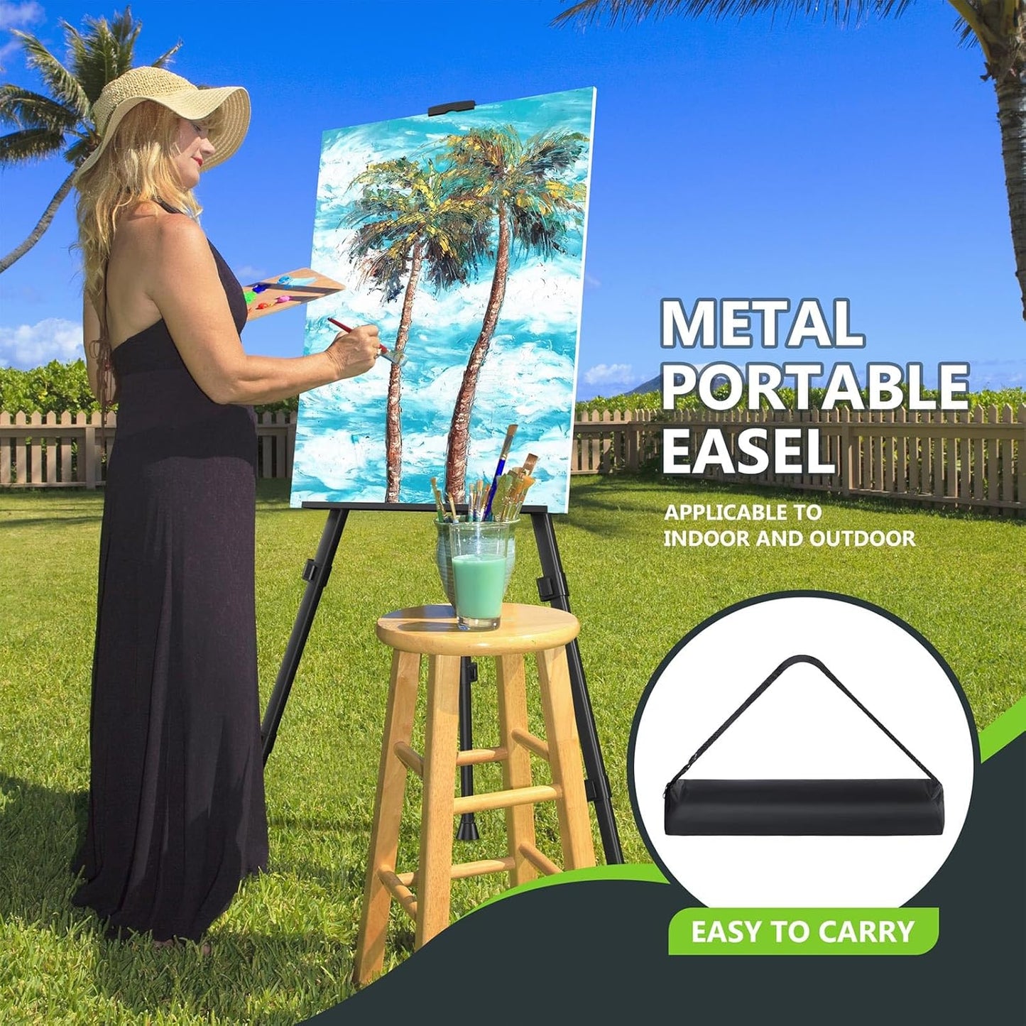 Easel Stand for Sign, Hemndic 66" Easels Stand for Painting Heavy Duty, Portable Travel Easel for Display (2 Pack)