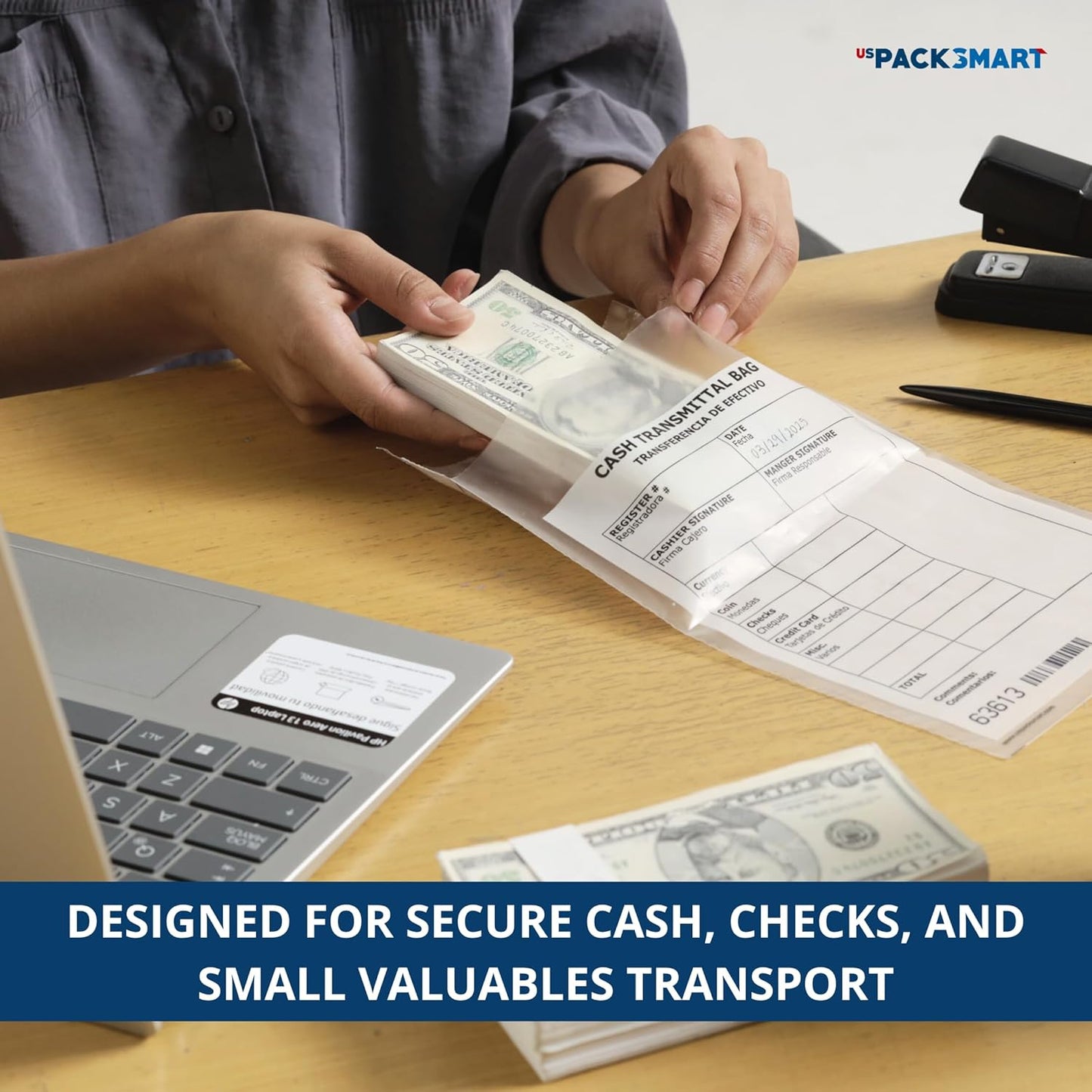 Clear Bank Deposit Bags 6"x9" 500-pack | Secure Bank Cash Transmittal Envelopes for Cash, Coins, Credit Cards, Checks, and More | Numbered, Self-Sealing, and Permanent Adhesive