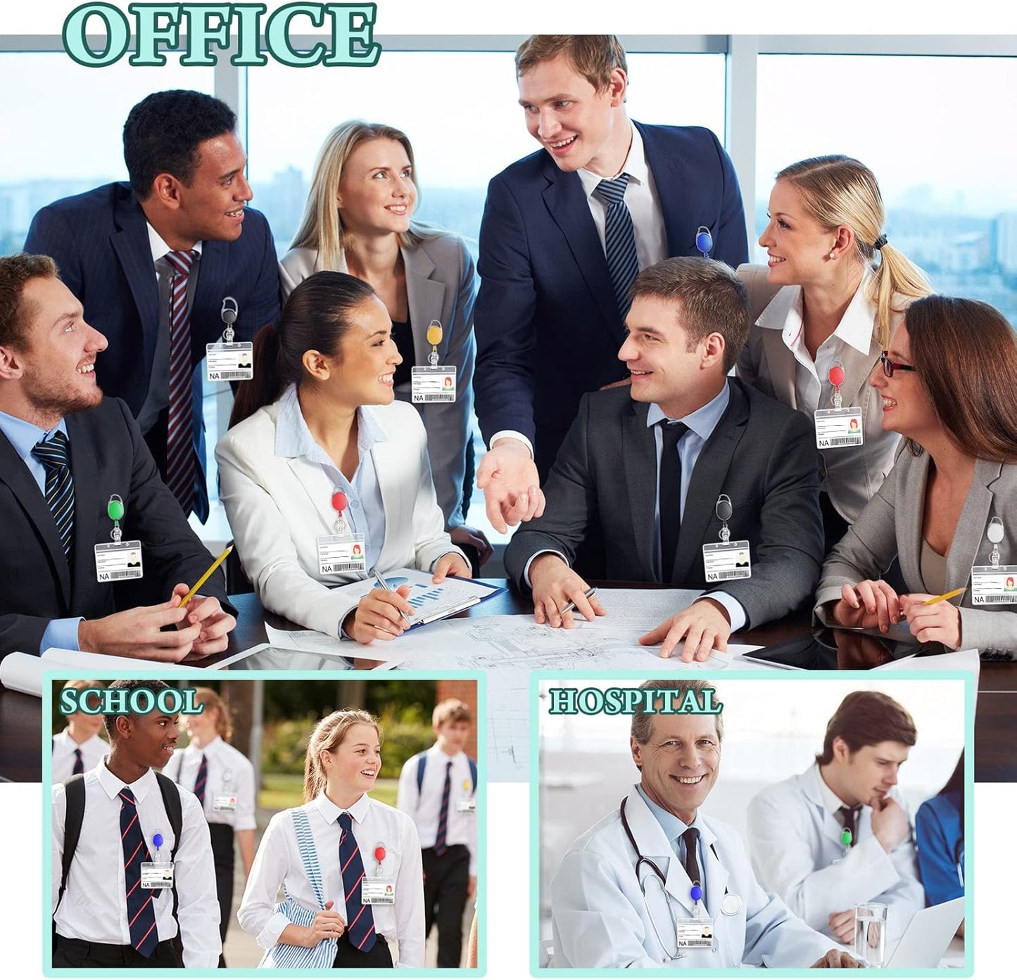 Honoson 50 Pcs Heavy Duty Retractable Badge Reels Batch ID Badge Holder Retractable Clip Bulk Key Holder with Ring for Office Worker Employee, Doctor Nurse Gifts (Bright Color)