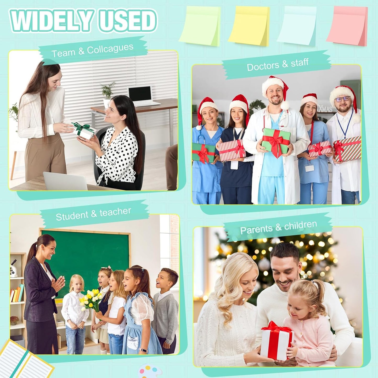 Fainne 200 Pack Sticky Notes Bulk Back to School Supplies Self Stick Note Pads Paper Memo for Office First Day of School Student Teacher Essentials (3 x 3 Inch,Simple Color)