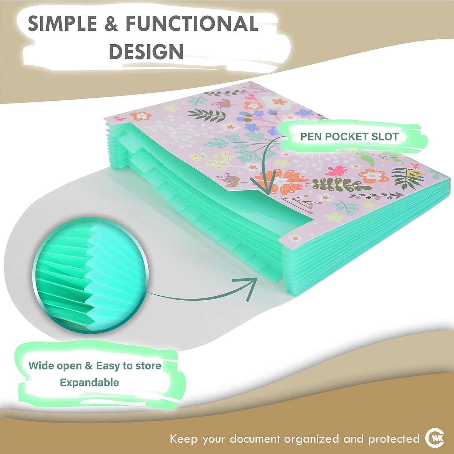 CNK File Folders Organizer with 13 Pockets Accordion Expanding Folder For Documents Receipt Document Paper Pocket Filing Products Accordian Important expandable holder files alphabetical Labels Letter