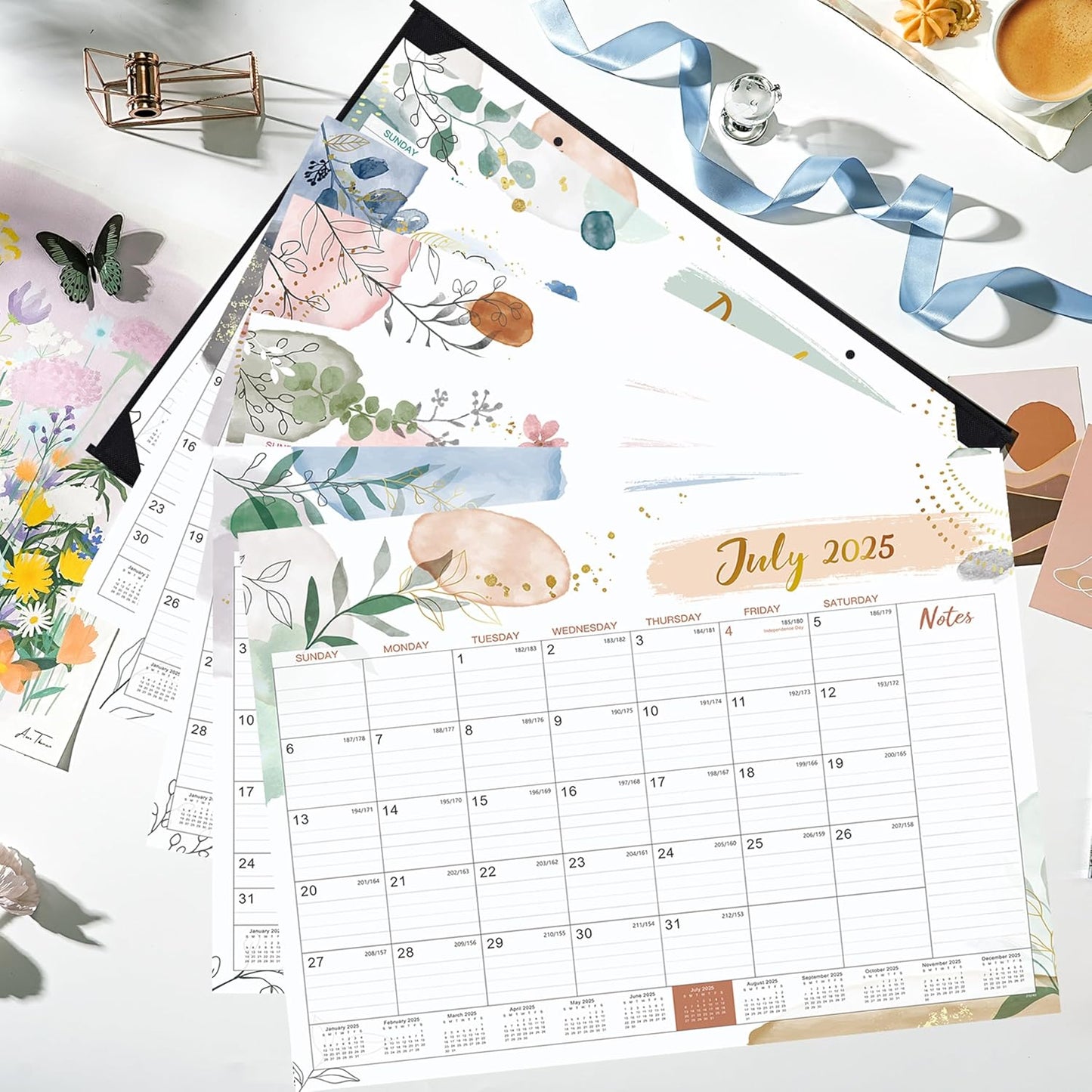 2025-2026 Desk Calendar - Desk Calendar 2025-2026, 22" x 17", July 2025 - December 2026, 18 Monthly Desk/Wall Calendar, Large Ruled Blocks, Notes, Thick Paper, Corner Protector