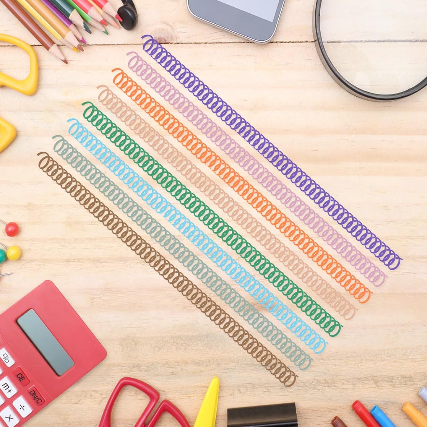 120 Pack Plastic Spiral Binding Coils Binder Binding Spirals Rings Multi Size Spiral Binding Wire Combs Spines Coils, 4:1 Pitch (Pastel Color, 5/16 Inch)