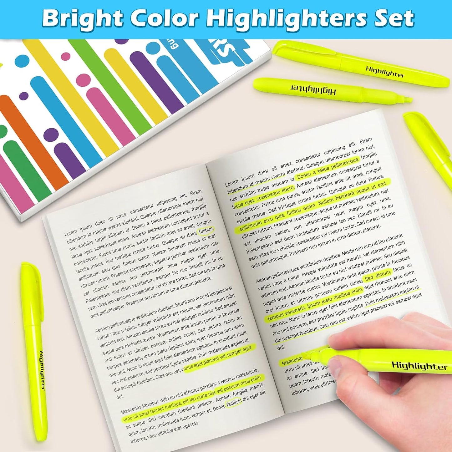 Duchong 30 Yellow Highlighters, Chisel Tip Dry-Quickly Highlighter Markers, Highlighter Bright Colors for Adult Kids, Office Classroom Must Have, School Supplies for Teachers