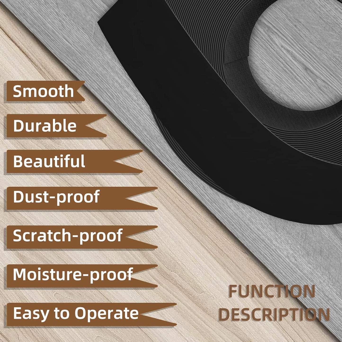 GSCIT Club Black Edge Banding, 1 inch x 25ft Melamine Edge Banding with Hot Melt Adhesive Preglued Cabinet Edge Banding Flexible Black Veneer Edging