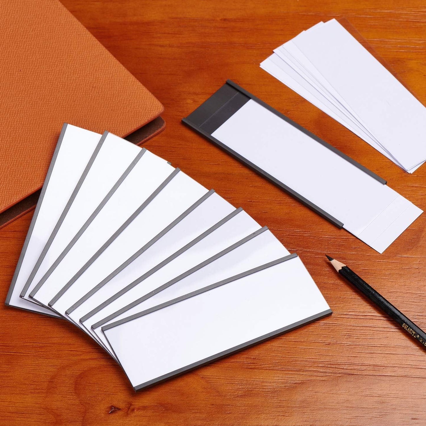 Eeoyu Magnetic Label Holders with Magnets Magnetic Data Card Holders with Clear Plastic Protectors for Metal Shelf, Whiteboard, Set of 30 (2 x 5.5 Inch)