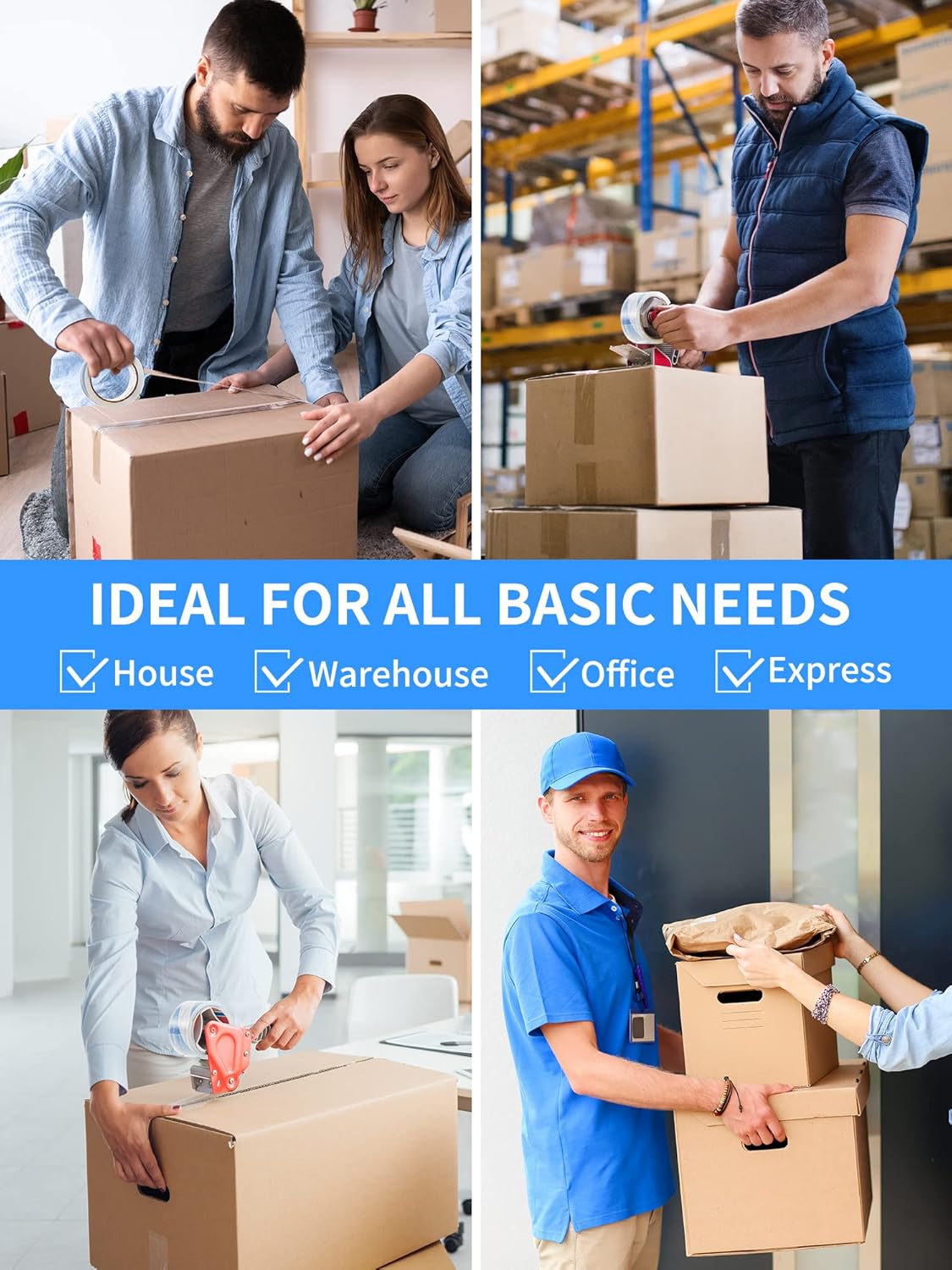 JARLINK Clearer Packing Tape 12 Rolls, Heavy Duty Packaging Tape for Shipping Packaging Moving Sealing, 2.7mil Thick, 1.88 inches Wide, 60 Yards Per Roll, 720 Total Yards