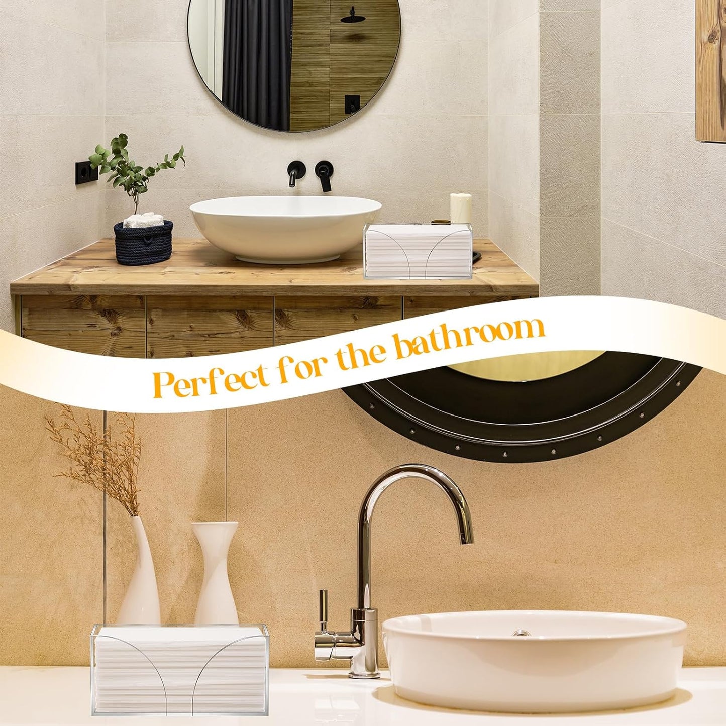 1PCS Paper Towel Holder, Acrylic, Clear, Minimalist, Countertop, Bathroom, Kitchen, Napkin Holder, Z-fold, C-fold, MultiFold Trifold