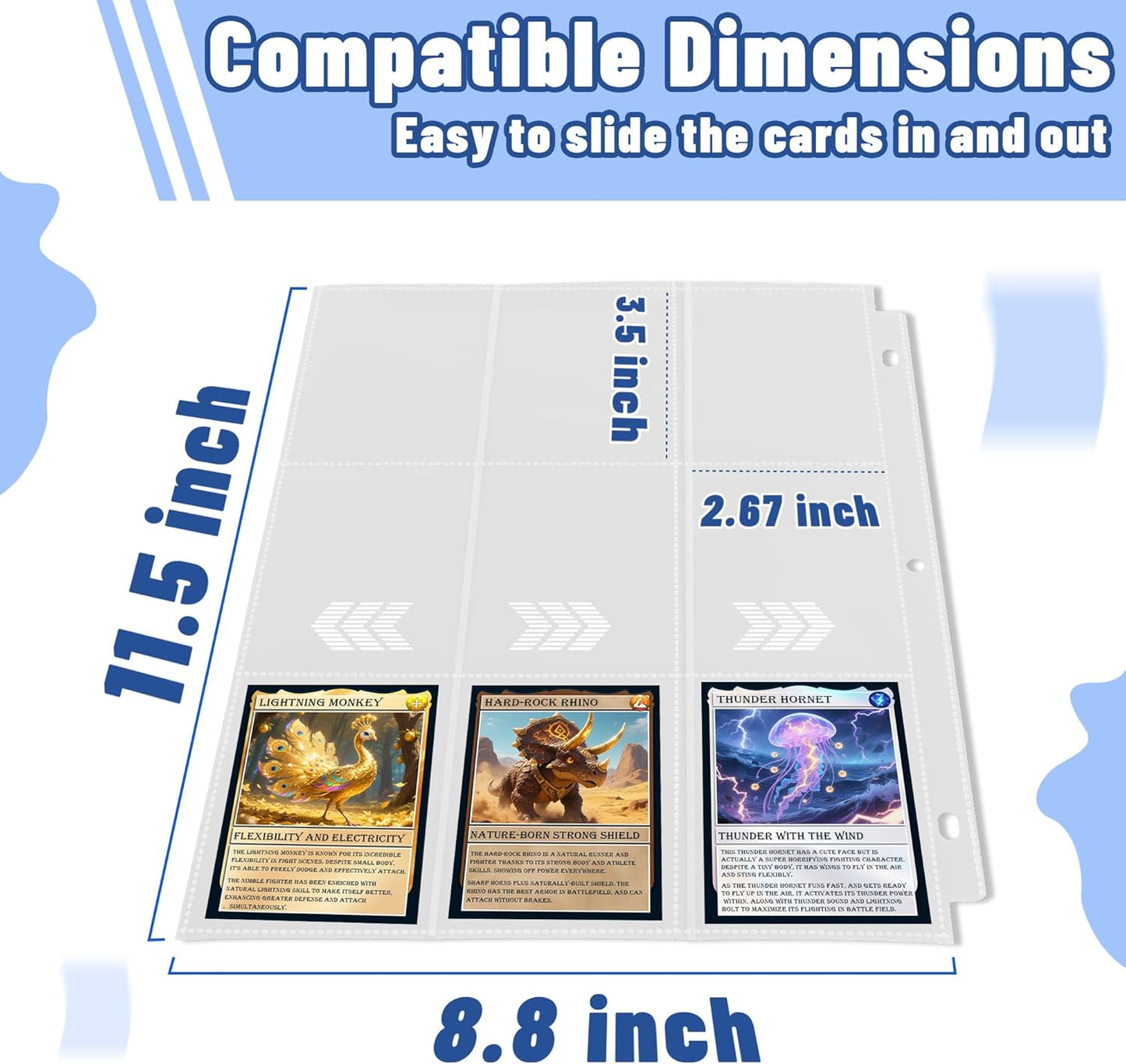 900 Pockets Baseball Sleeves - Double Side 9-Pocket Trading Card Binder Sleeves Page Protectors Sheet Fits 3 Ring Binder for Game, Sports, Coupons, Business Cards