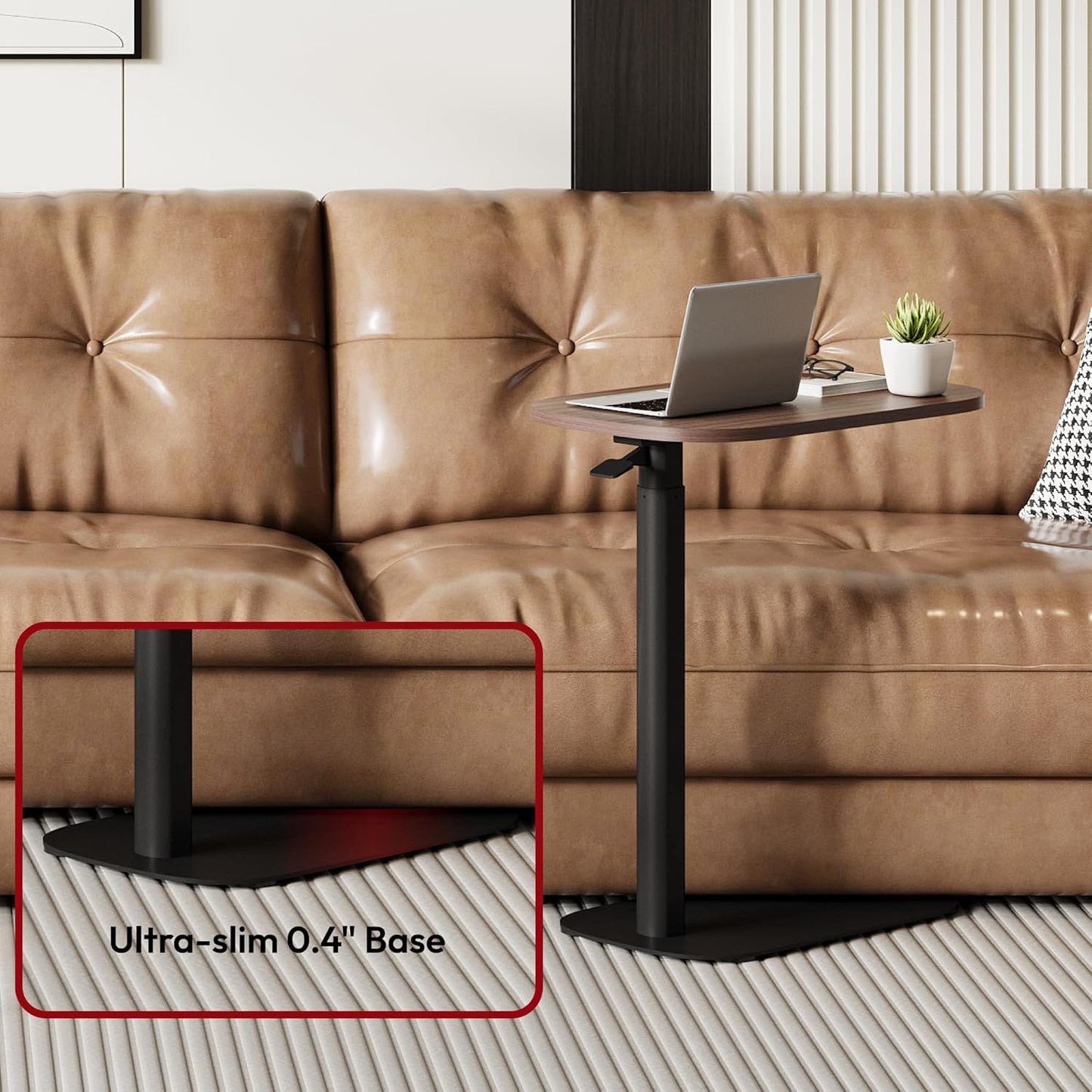 SANODESK Small Standing Desk Pneumatic Height Adjustable Small Sit Stand Desk Laptop Desk Overbed Table Computer Cart for Home Office Computer Workstations(23.6" W x 13.8" D,Black Walnut)