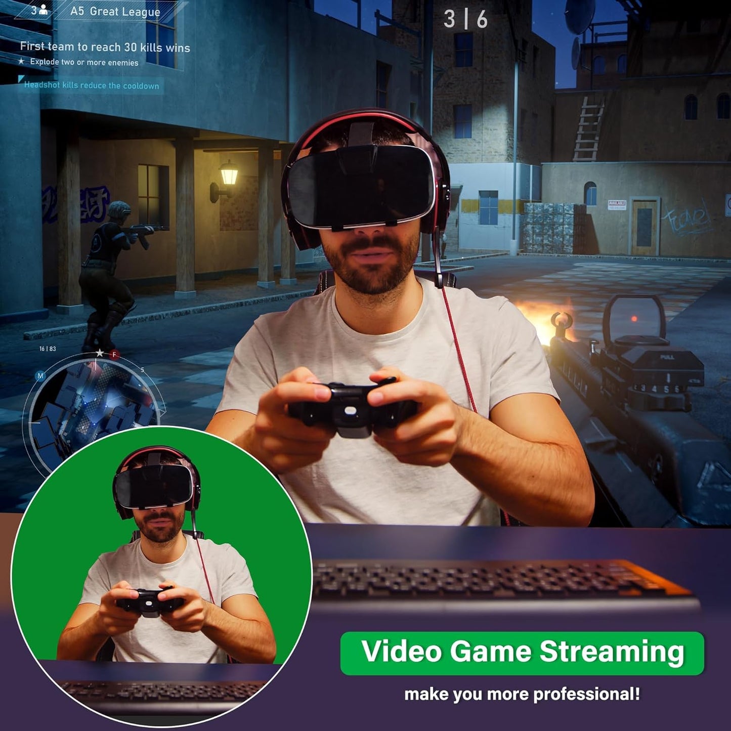 Green Screen Backdrop Kit 8X7.2ft,Portable greenscreen Background with Stand,Adjustable T-Shape Photo Backdrop Stand for Photography, Streaming,Video,Studio,Party,Zoom