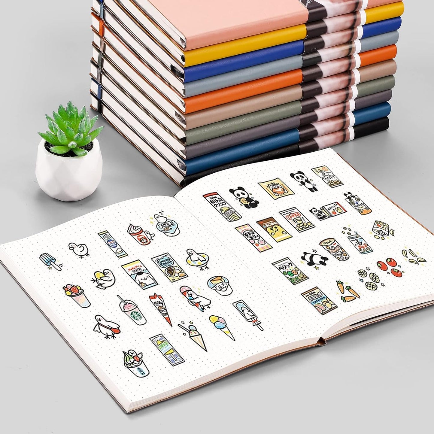 EMSHOI Dotted Journal Bullet Notebook,192 Numbered Pages B5 Large Dot Grid Composition Notebook with 100gsm Thick Dotted Paper, Softcover Leather, Inner Pocket, 7.48"x10.15"-LightBlue