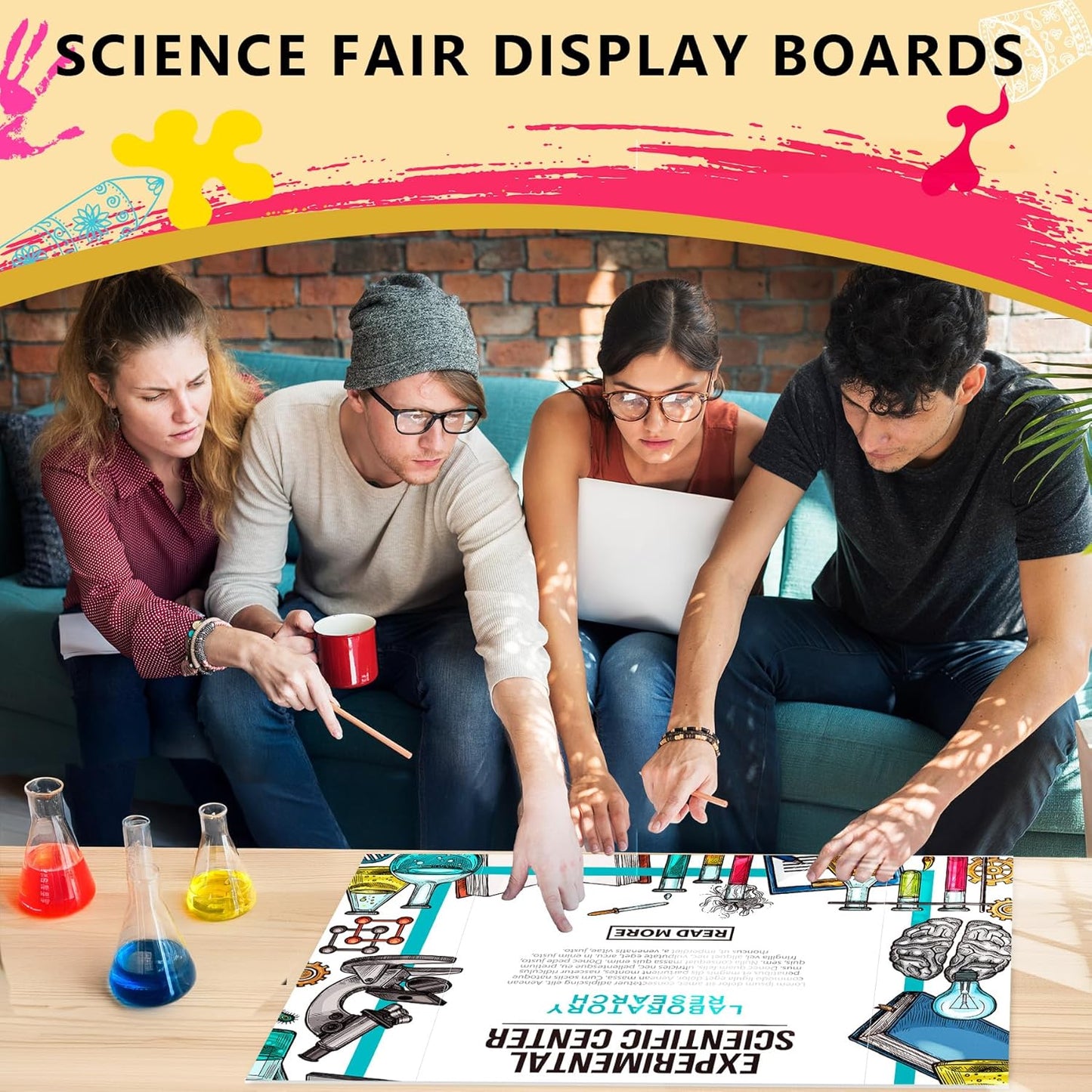 HAUTOCO 4 Pcs Medium Trifold Poster Board 26 x 15.74 inches Tri Fold Presentation Boards White Corrugated Project Boards for Science Fair, School Project, Event Displays, Business