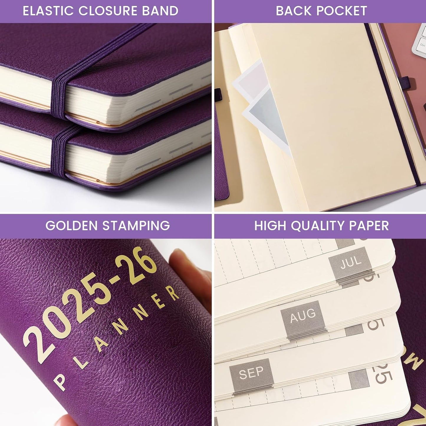 2025-2026 Planner - Academic Planner 2025-2026, July 2025 - June 2026, Planner Daily Weekly and Monthly, 8.5" x 11", Pen Holder, Calendar Stickers, Pocket, 25 Notes Pages, Faux Leather Cover