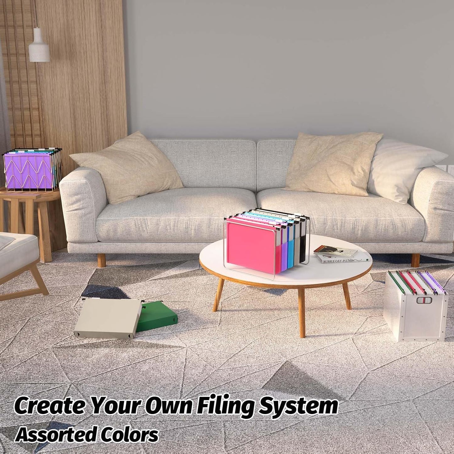 Extra Capacity Plastic Hanging File Folders,12 Pack Reinforced Expanding Hang Folder Letter Size,Accordian Pocket,Heavy Duty 2 Inch Expansion,Hanging Folder Organizer for Office Home,Assorted Colors