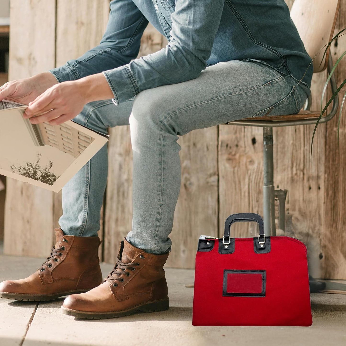 Fire Resistant Security Money Bag with Lock, Water Repellent, Safe Storage, Protects Important Valuables, 15 x 11 Inch (Red)