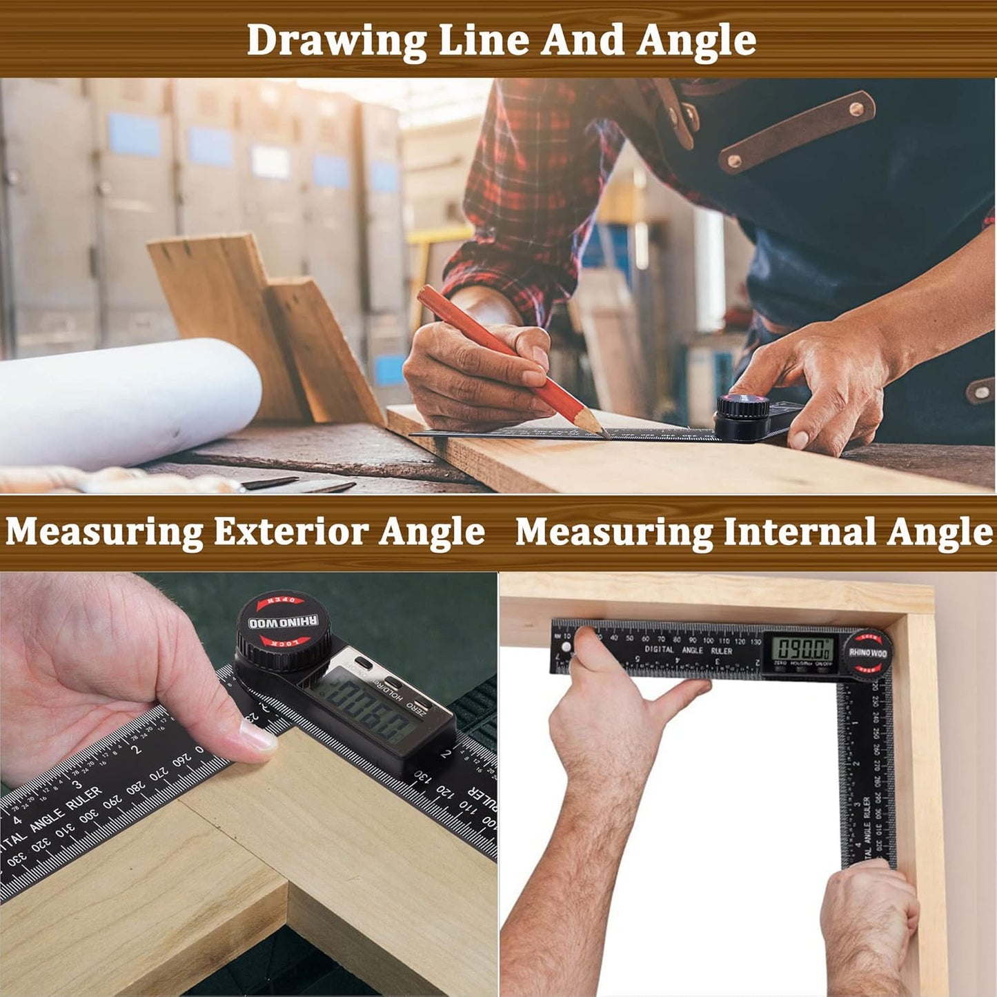 Digital Angle Finder Protractor, Angle Finder Ruler with 7inch/200mm, Angle Measuring Tool for Woodworking/Carpenter/Construction/DIY Measurement(2 Batteries Included) (Enhanced ABS)