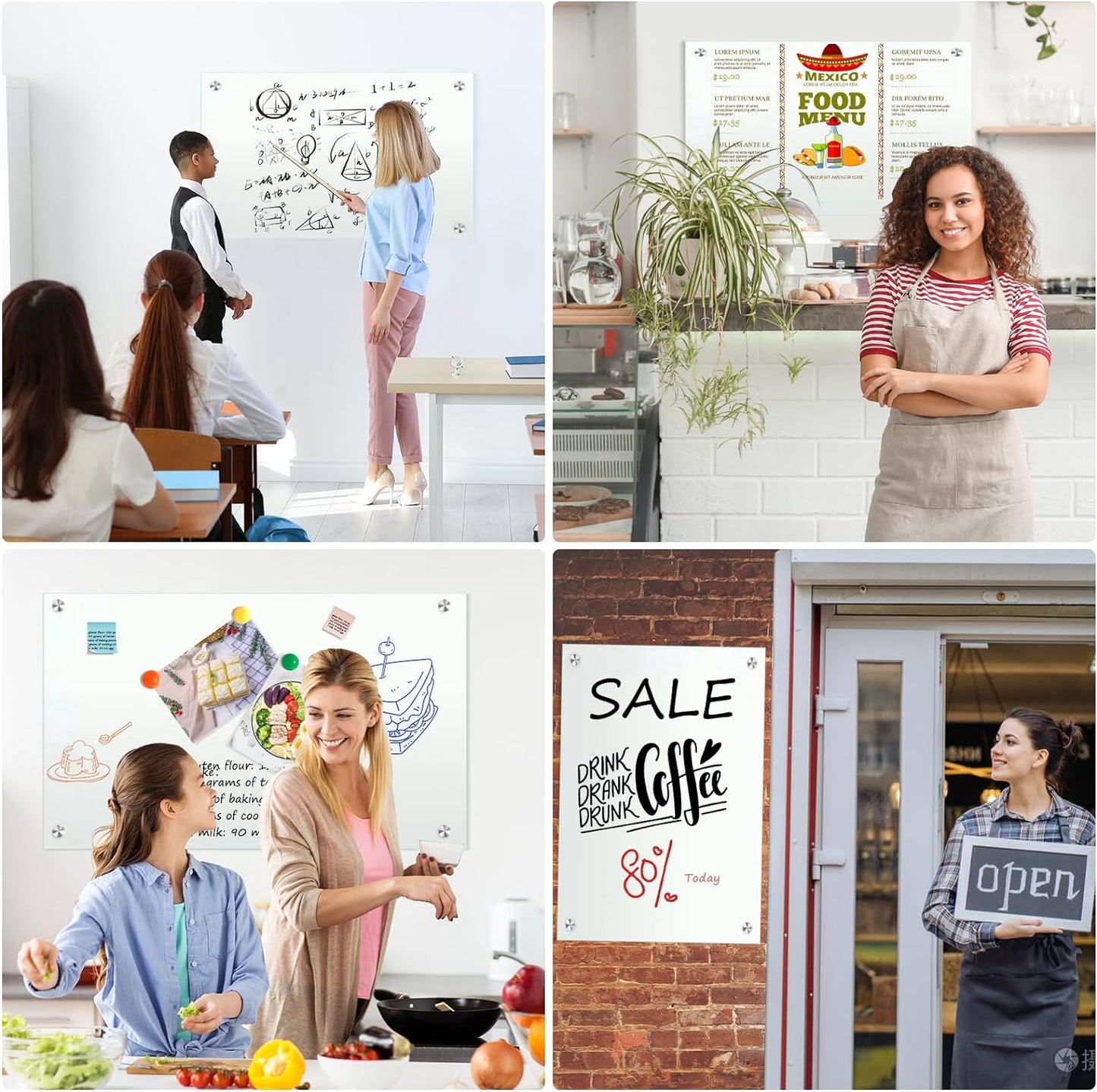 H-Qprobd Glass Whiteboard 36"x24" Magnetic Dry Erase White Board for Wall, Includes 12 Magnets, 8 Markers and 2 Erasers