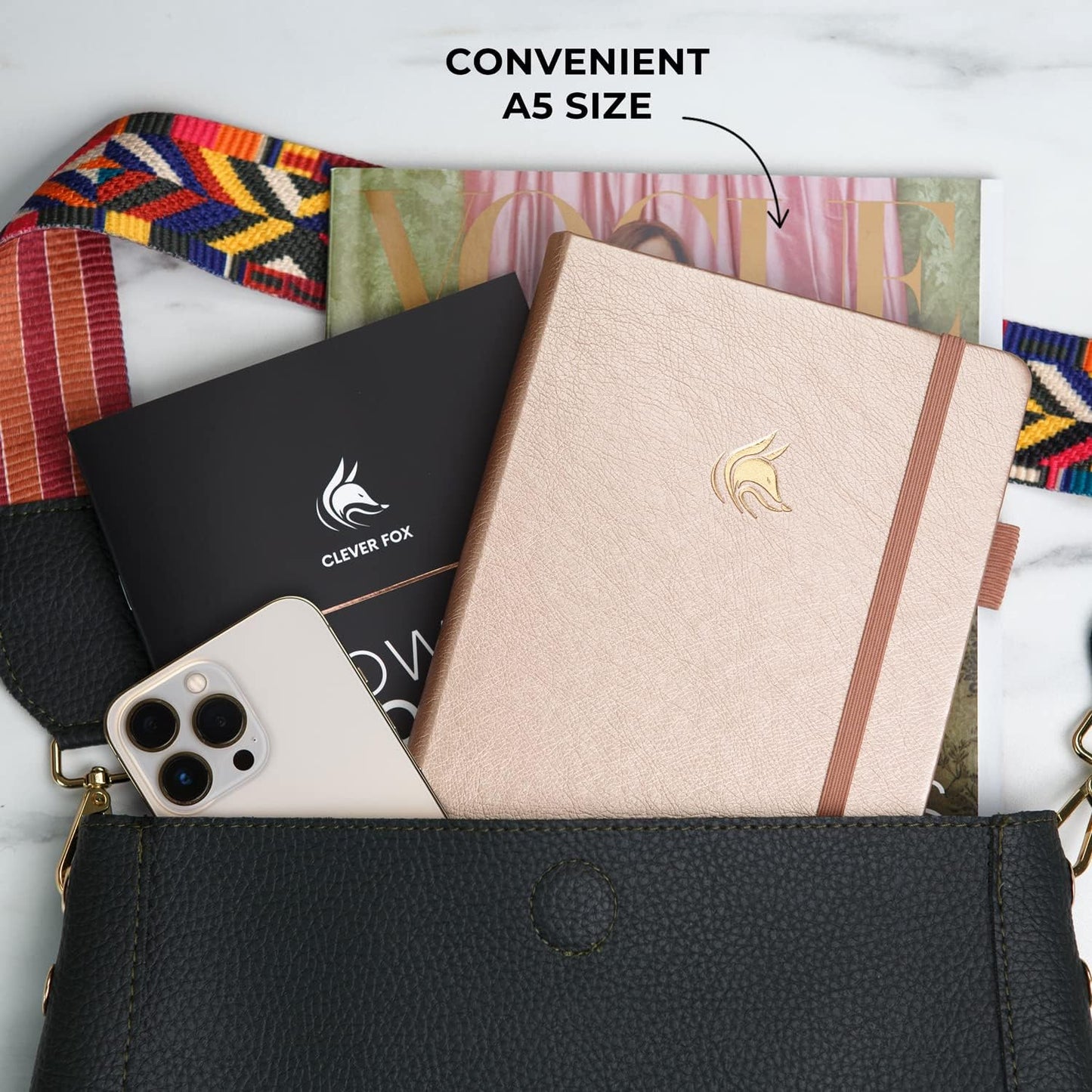 Clever Fox Dated Planner Premium 2025 – Weekly Agenda for Planning & Time Management –Notebook with Habit Tracker & To-do List (Rose Gold)