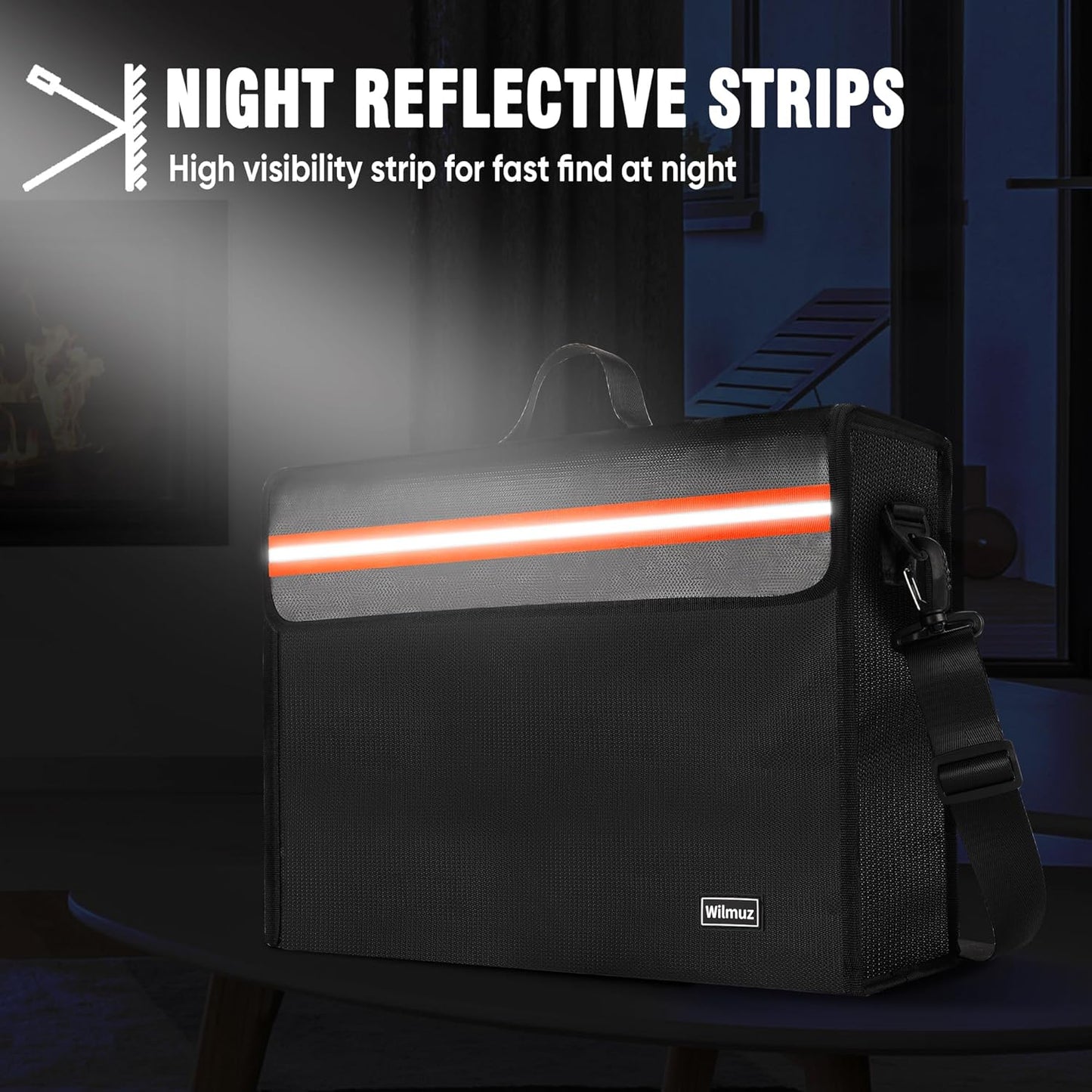 Fireproof Document Box with Zipper 5200℉ Insulated,14.9"x11.8"x4.7" Fireproof Bag with Shoulder Strap,Fire Proof File Box for Documents,Fireproof Money Bag for Cash,Valuables(Black)