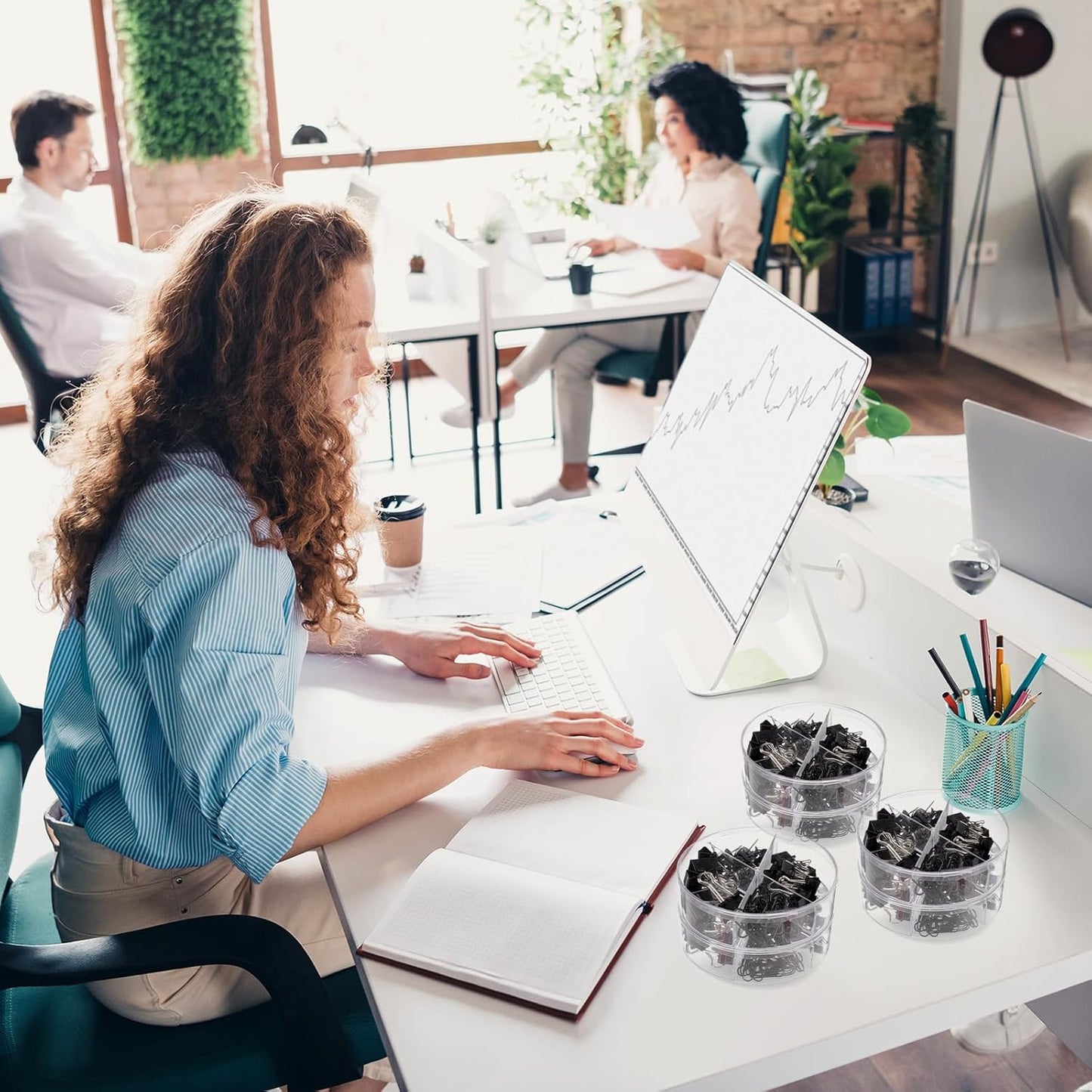 1560 Pcs Paper Clips and Binder Clips Assorted Sizes, Large Medium Small Binder Clip Paperclips Thumb Tacks, College Supplies Home Office Supplies Document Organizing(Black)