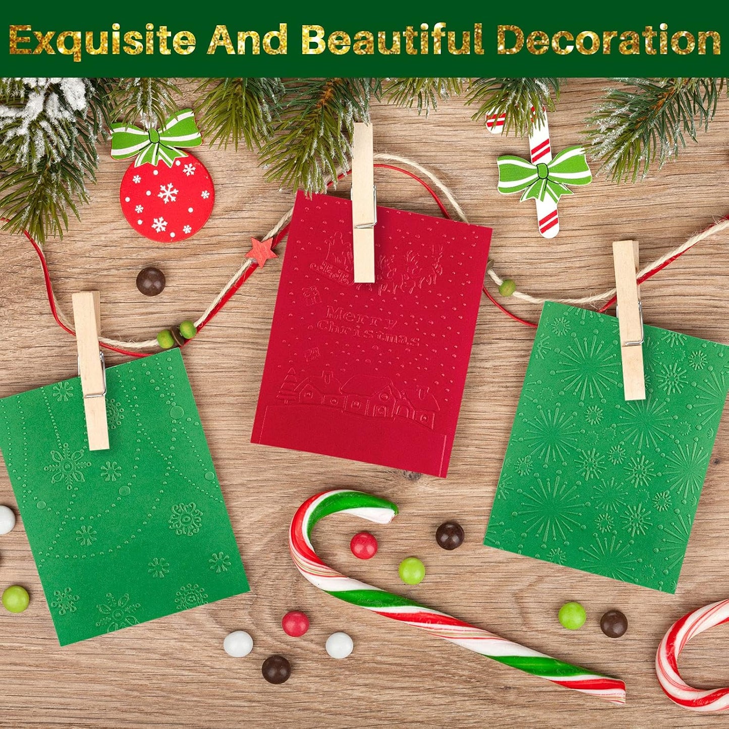 10 Pieces Christmas Embossing Folders Snowflake Deer Leaves Stencil Template DIY Craft Background Embossing Folders for Card Making Photo Album Scrapbooking Decoration