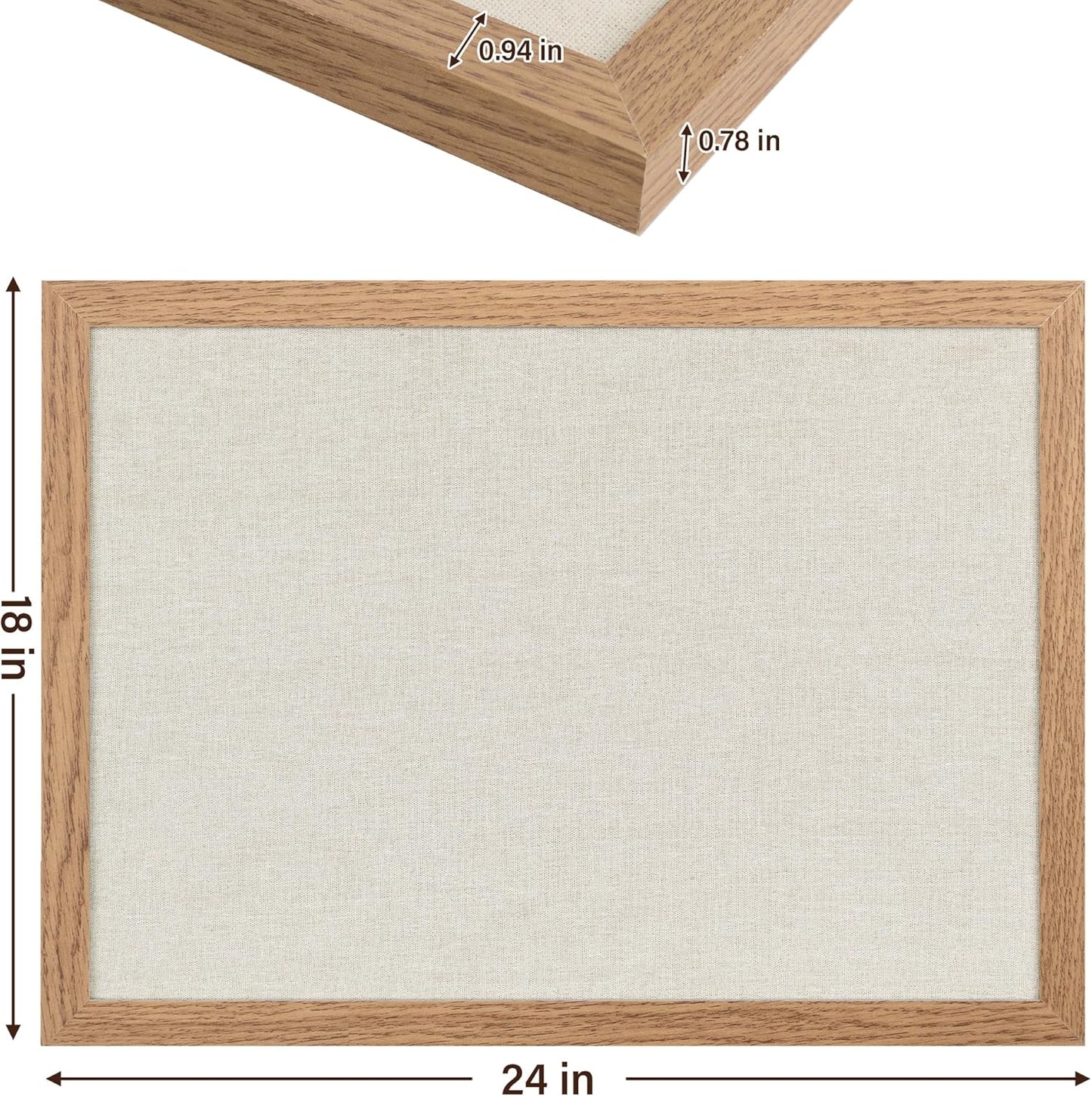 Cork Board Bulletin Board 18" x 24", 2-Pack Large Linen Corkboards with Frame for Walls, Cute Picture Display Pin Board Vision Board for Room School Office Bedroom 40 Pushpins Carbonized Black