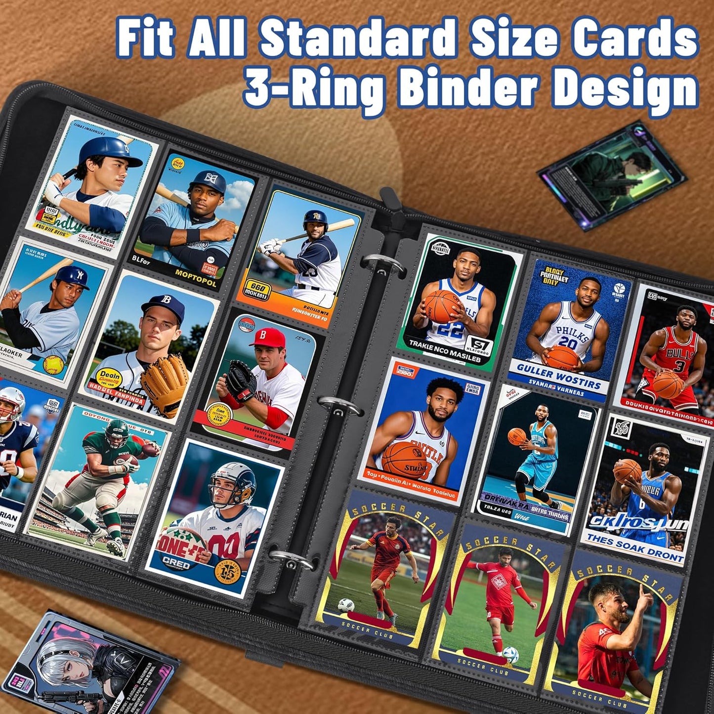 900 Pockets Trading Card Binder Sleeves, Baseball Card Sleeves Fit for Standard Size Sport Cards, Baseball Card Holder for 3 Ring Binder
