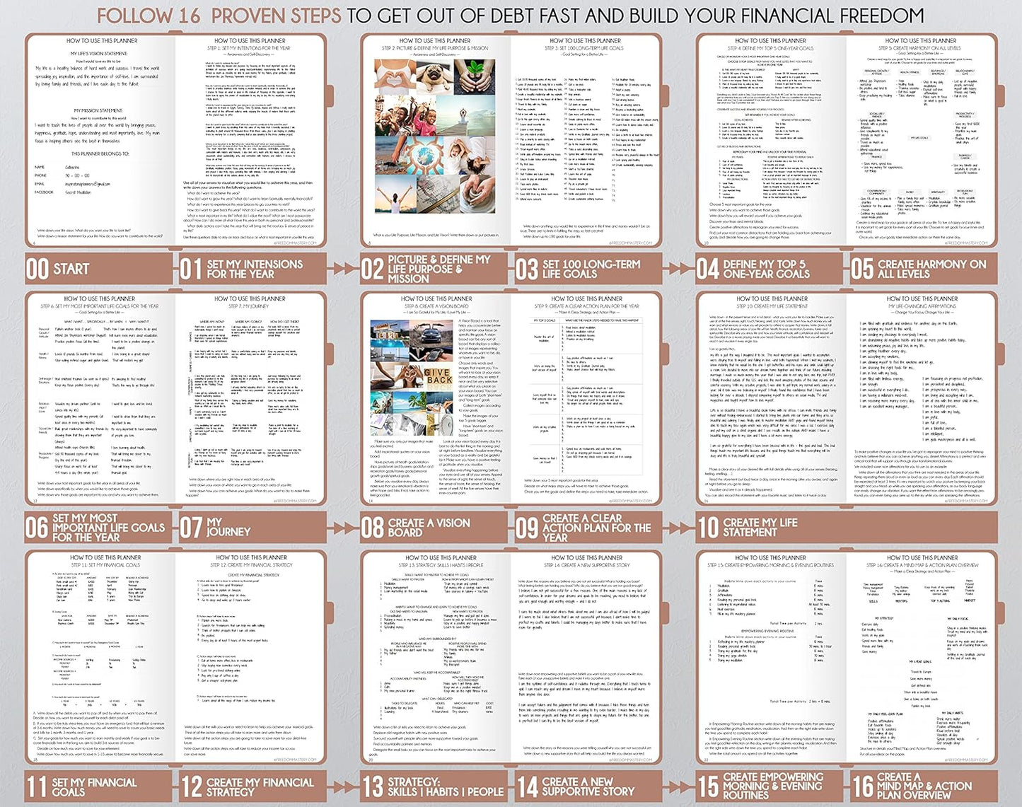 Life Planner - Gratitude Journal for Men & Women | Daily, Weekly & Monthly Planner with Budget Section, Time Blocking, Habit Tracker for Peace of Mind Planning to Increase Productivity & Happiness