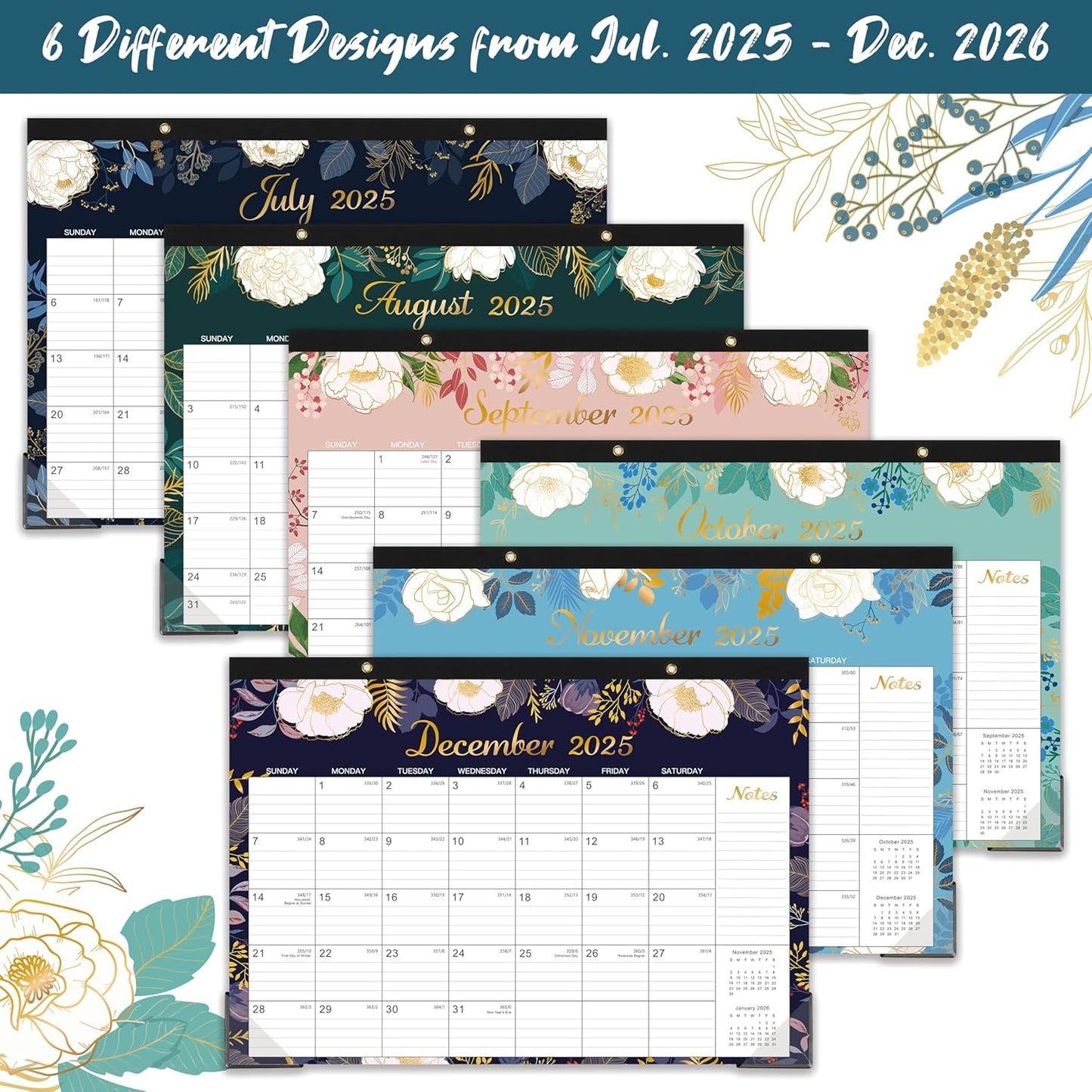Desk Calendar 2025-2026 - Jul. 2025 - Dec. 2026, 18 Months Large Monthly Desk Calendar, 17" x 12", Desk Pad, Large Ruled Blocks, To-do List & Notes, Best Desk/Wall Calendar for Planning or Organizing