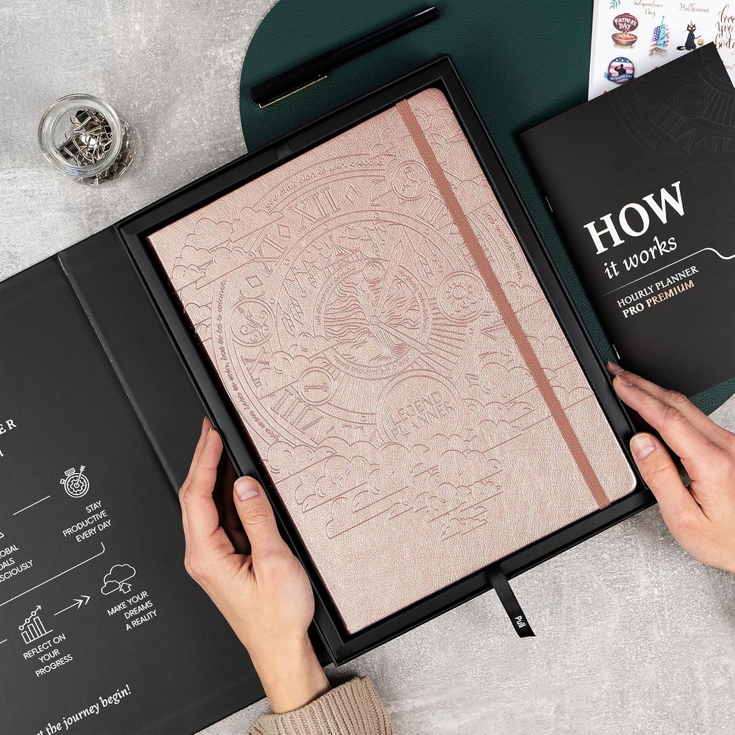 Legend Planner PRO Premium – Large Undated Weekly, Monthly & Budget Planner with Habit Tracker – Life Organizer for Time & Task Management, Goal Setting & Productivity – A4 size (Rose Gold)