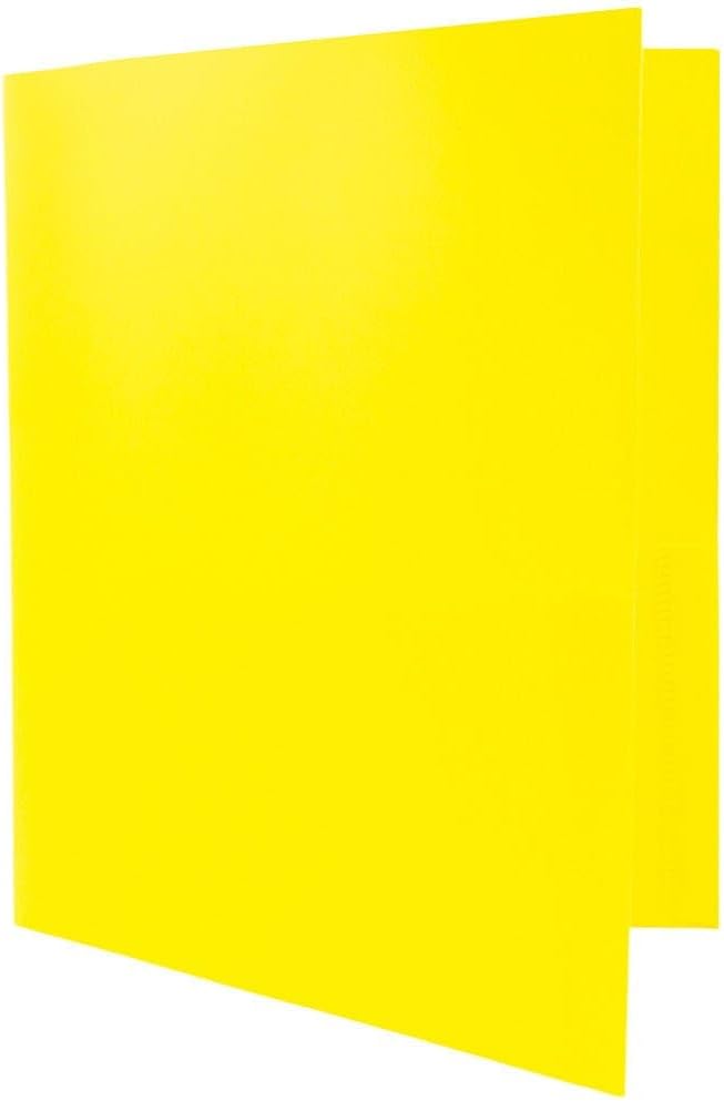 JAM PAPER Plastic 2 Pocket POP Folders - Durable School Folders - Yellow - Bulk 144/Box