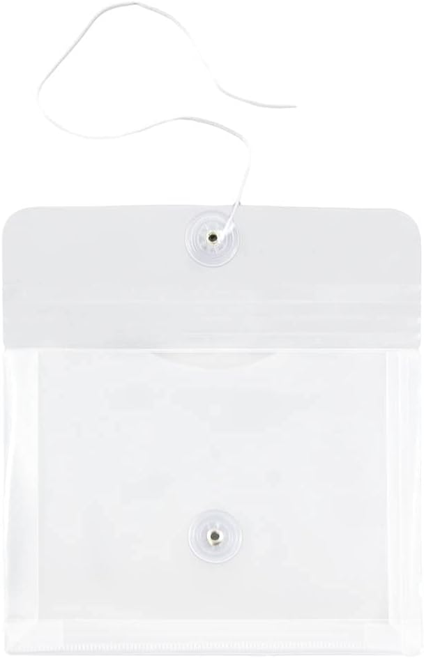 JAM PAPER Plastic Envelopes with Button & String Tie Closure - Index Size - 5 1/2 x 7 1/2 - Clear - 12/Pack