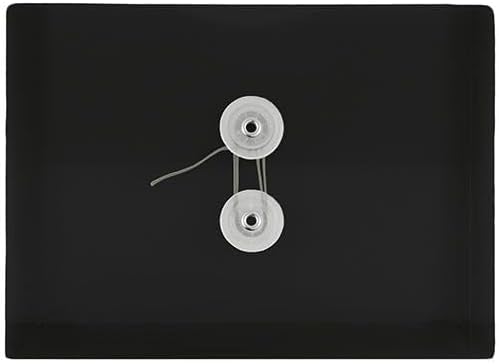 JAM PAPER Plastic Booklet Envelopes with Button & String Tie Closure - Index Size - 5 1/2 x 7 1/2 - Black - 3/pack