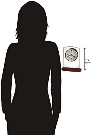 Howard Miller Marcus Table Clock – Decorative Tabletop Clock with Modern Alarm & Quartz Movement, Silent Ticking, Wooden Base & Roman Numeral Design for Home, Office, Kitchen & Table Decor