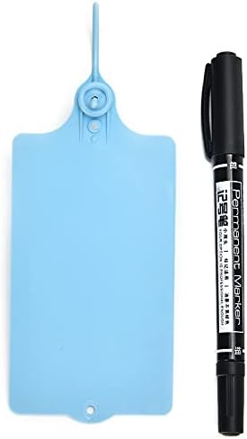100 Plastic Tags Shipping Tags Water Proof Tags for Labeling Shipping Labels Security Seals Writable Marker Ties Hanging Tags Storage Tag with One Marker Pen (Blue)