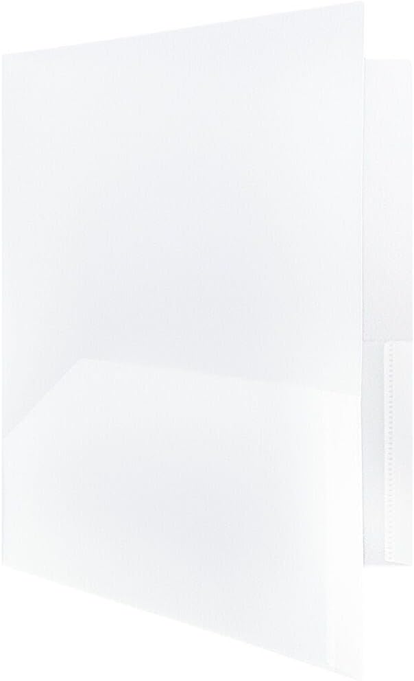 JAM PAPER Plastic 2 Pocket POP Folders - Durable School Folders - Clear - Bulk 48/Pack