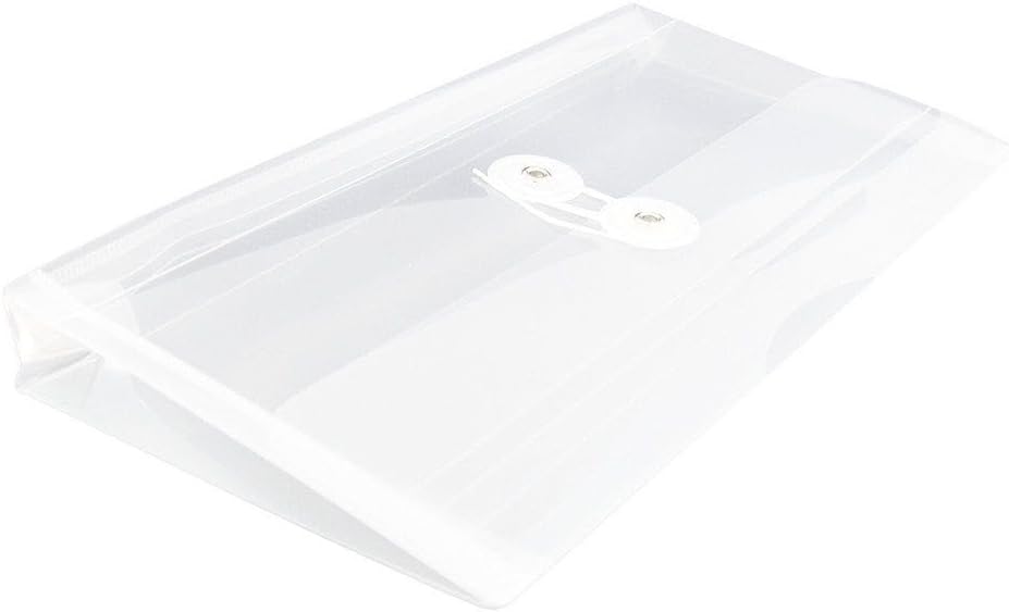 JAM PAPER Plastic Envelopes with Button & String Tie Closure - #10 Business Booklet - 5 1/4 x 10 - Clear - 3/pack