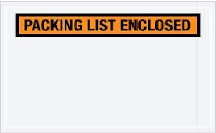 Packing List Enclosed Pouches, Invoice Label Envelopes, Clear Orange, 5 1/2 x 10 inch, Self Adhesive, 1000 Pack