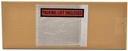 PSBM Packing List Enclosed Shipping Envelope 7.5"x5.5" Panel Face Pouches Adhesive Bags Case of 1000 Clear Enclosed Printing Pouch Envelope Bag for Invoice Packing Slip, Written in Orange/Black