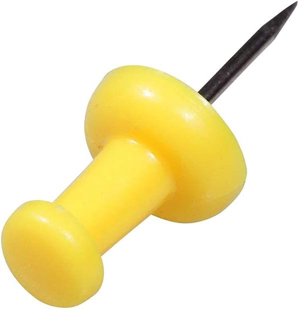JAM PAPER Colorful Push Pins - Yellow Pushpins - 100/Pack