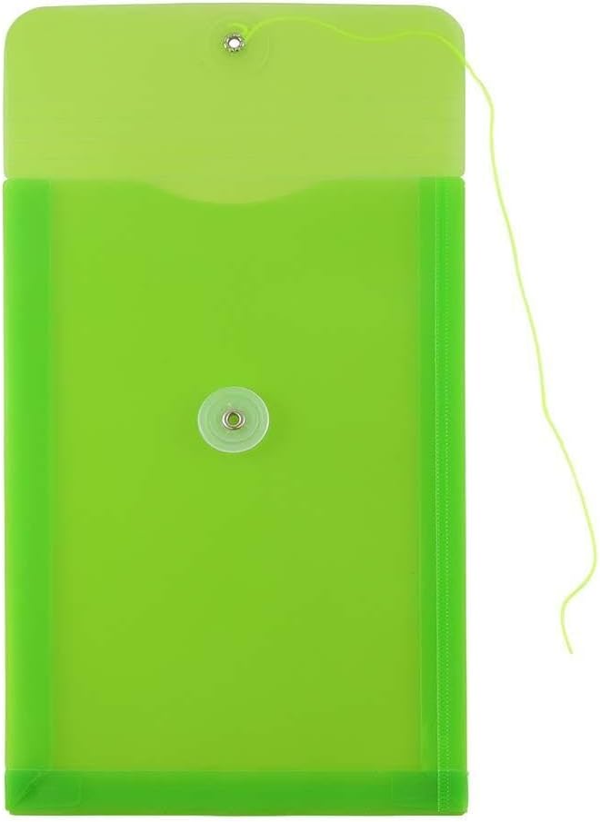 JAM PAPER Plastic Envelopes with Button & String Tie Closure - 6 1/4 x 9 1/4 - Lime Green - 3/Pack