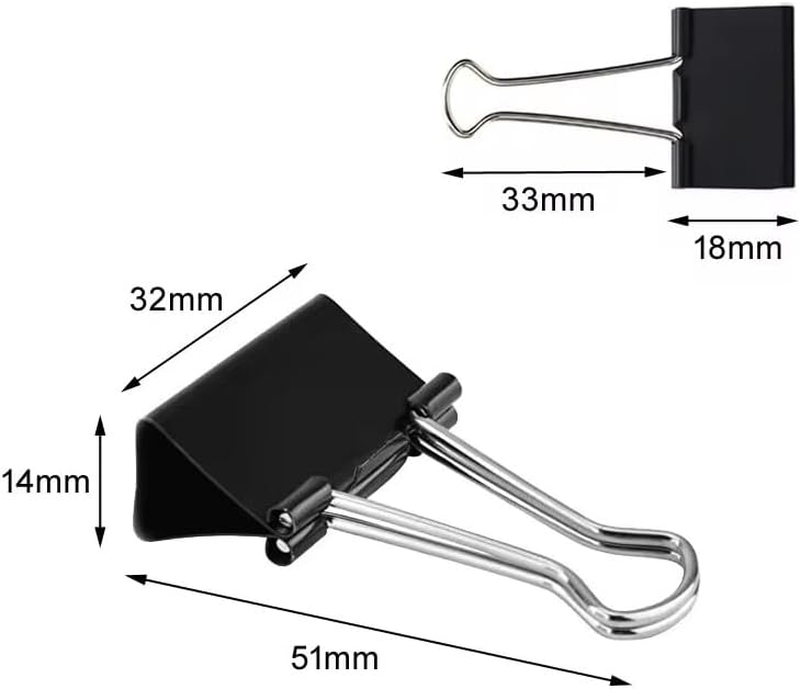 100 Pack Medium Binder Clips, Standard 32mm/1.25 in Binder, Durable Medium Black Binder Clips Bulk, Office Binder Supplies, Paper Binders, Metal Binders for Filing, Office, School, Home