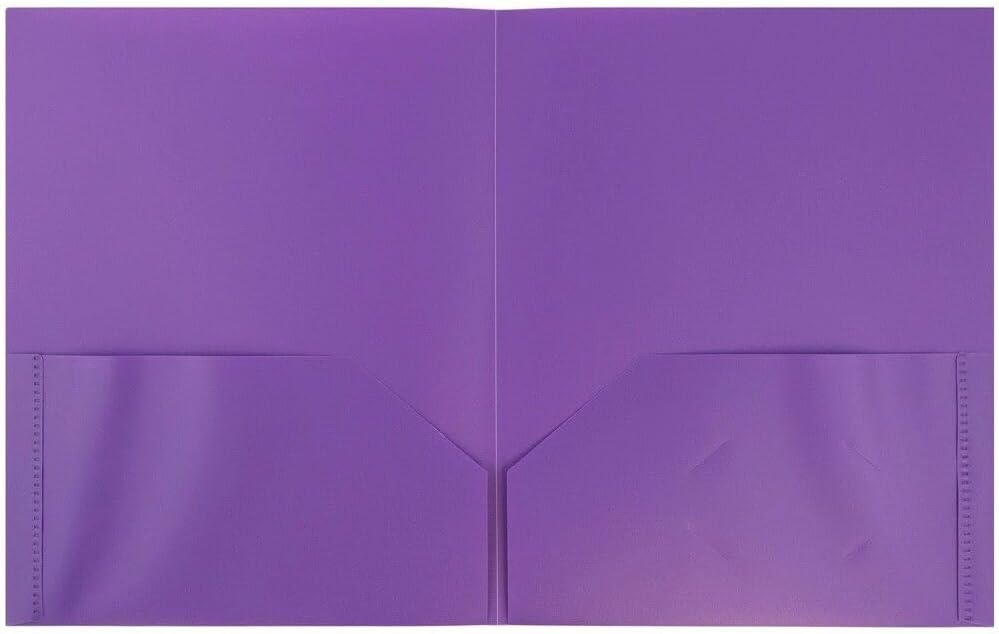 JAM PAPER Plastic 2 Pocket POP Folders - Durable School Folders - Assorted Fashion Colors - Bulk 48 Folders/Box (8 Assorted Packs of 6)